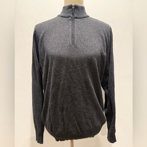 Braga Men's Charcoal/Navy Zip-Up Sweater - 100% Wool